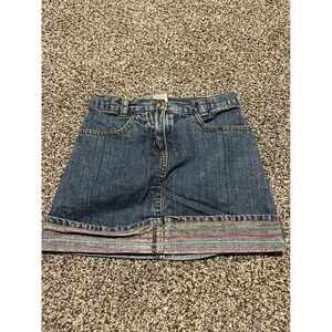 K12 Gymboree Kids Denim Skirt Size 6 Rainbow Stitching Embroidered CUTE